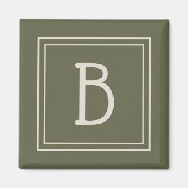 Kust Monogram Mosgroen & Off White Initiaal Magneet