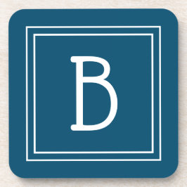 Kust Monogram Ocean Blauw & Witte Initiaal Bier Onderzetter