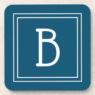 Kust Monogram Ocean Blauw & Witte Initiaal Bier Onderzetter