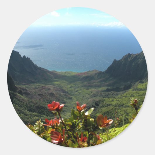 Kust Na Pali van Kauai Ronde Sticker (Voorkant)