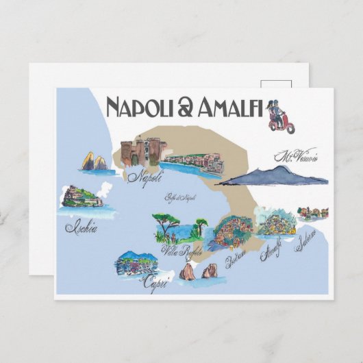 Kust Napoli en Amalfi in Italië Briefkaart (Voorkant / Achterkant)