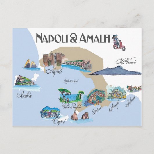 Kust Napoli en Amalfi in Italië Briefkaart (Voorkant)