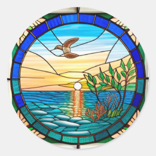 Kust Natuur Landschap Kunst – Cadeau voor Strandli Ronde Sticker