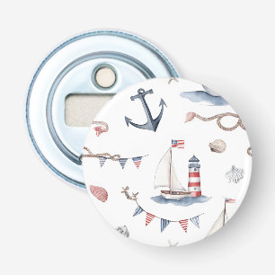 Kust Nautical 4 juli Zeilboten Vuurtoren Button Flesopener