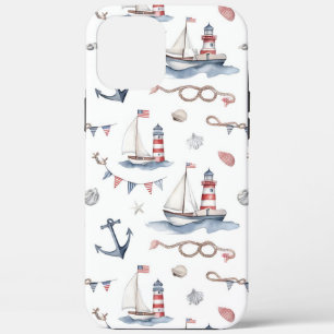 Kust Nautical 4 juli Zeilboten Vuurtoren Case-Mate iPhone Case