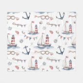 Kust Nautical 4 juli Zeilboten Vuurtoren  Fleece Deken (Voorkant (Horizontaal))
