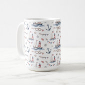 Kust Nautical 4 juli Zeilboten Vuurtoren Koffiemok (Voorkant links)