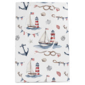 Kust Nautical 4 juli Zeilboten Vuurtoren Medium Cadeauzakje (Voorkant)