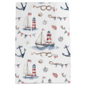 Kust Nautical 4 juli Zeilboten Vuurtoren Medium Cadeauzakje (Achterkant)