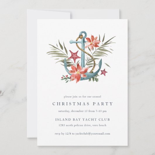 kust | Nautisch anker Kustkerstfeest Kaart (Voorkant)