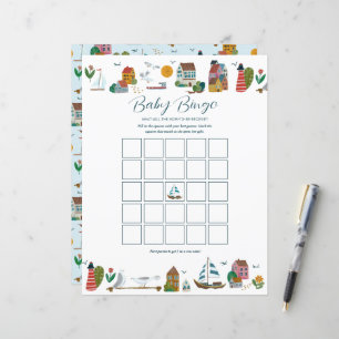 Kust Nautisch Bingo Baby shower spel