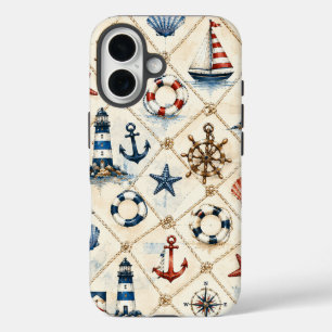 Kust nautisch naadloos patroon iPhone 16 hoesje