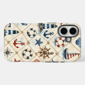 Kust nautisch naadloos patroon Case-Mate iPhone case (Achterkant (horizontaal))