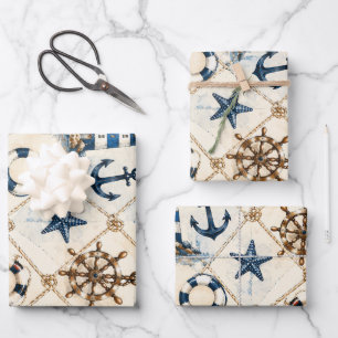 Kust nautisch naadloos patroon inpakpapier vel