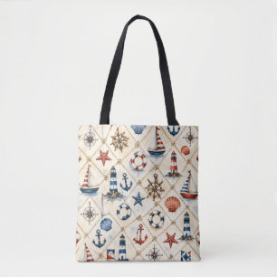 Kust nautisch naadloos patroon tote bag