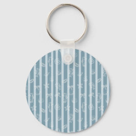 Kust nautisch patroon | Blauwe Zee Schelp & Zeepaa Sleutelhanger