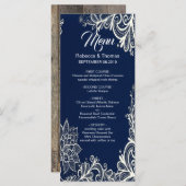 kust nautisch strand marine blauw bruiloft menu (Voorkant / Achterkant)