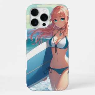 Kust/nautisch/tropisch anime surfermeisje iPhone 16 pro max hoesje