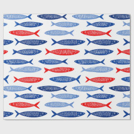 Kust Nautisch Zomer Vis Patroon Cadeaupapier