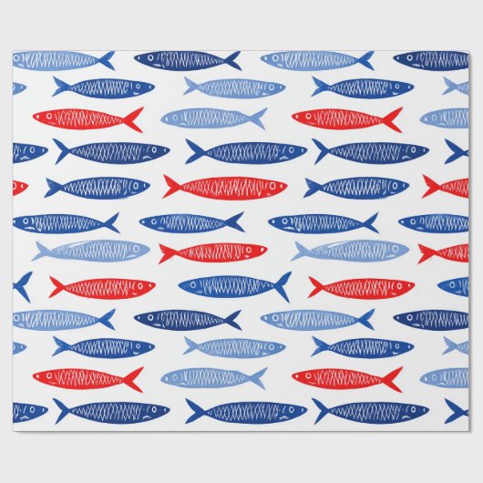 Kust Nautisch Zomer Vis Patroon Cadeaupapier (Vlak)