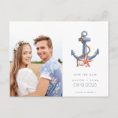 Kust Nautische Foto Strand Bruiloft Save the Date Aankondigingskaart (Voorkant)