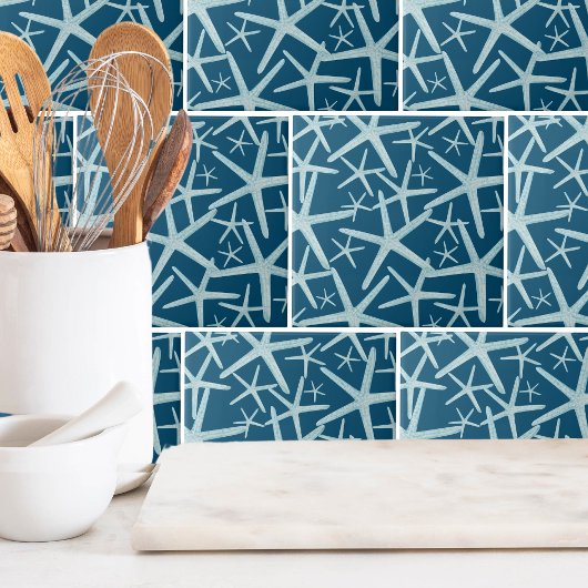 Kust Nautische Marine Blauw Strandpatroon Tegeltje