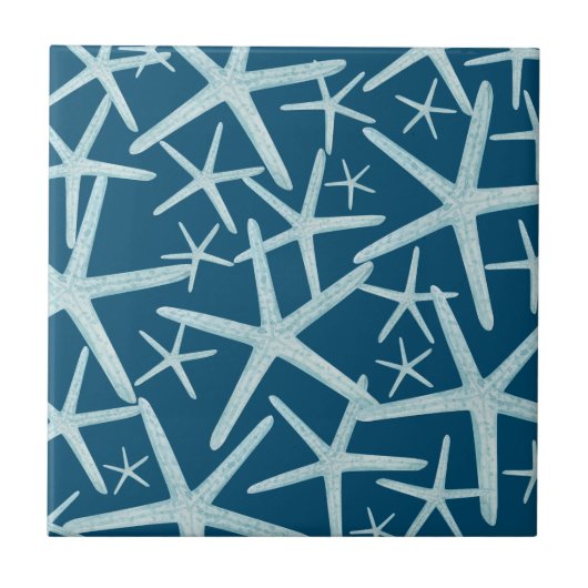 Kust Nautische Marine Blauw Strandpatroon Tegeltje (Voorkant)