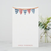 Kust nautische strand vlaggen gepersonaliseerd briefpapier (Staand voorkant)