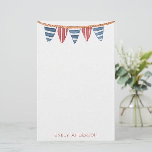 Kust nautische strand vlaggen gepersonaliseerd briefpapier (Staand voorkant)