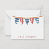 Kust nautische strand vlaggen gepersonaliseerd notitiekaartje (Voorkant)