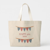 Kust Nautische Strandvlaggen Monogram Grote Tote Bag (Achterkant)