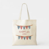 Kust Nautische Strandvlaggen Monogram Tote Bag (Achterkant)