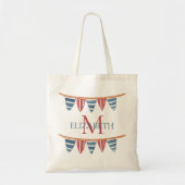 Kust Nautische Strandvlaggen Monogram Tote Bag (Voorkant)