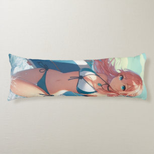 Kust/nautische/tropische anime surfmeisje lichaamskussen