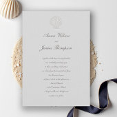 Kust Nautische Zeeschelp Classic Script Wedding Kaart