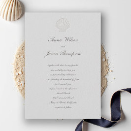 Kust Nautische Zeeschelp Classic Script Wedding Kaart
