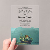 kust Navy Boat Destination Wedding Acryl Uitnodigingen (Insitu (Draagbaar))
