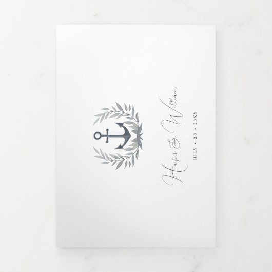 kust nieuw engeland strand Tri-Fold Bruiloft Drieluik Uitnodiging (Cover)