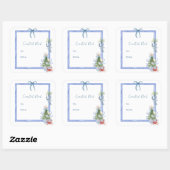 Kust Noël Blue Bow Nautische vakantie Vierkante Sticker (Vel)