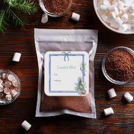 Kust Noël Blue Bow Nautische vakantie Vierkante Sticker