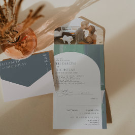 Kust Oceaan Glas | Boho Bruiloft All In One Uitnodiging