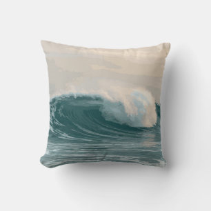 Kust Oceaan Golf Spat Design – Rustige Strand  Kussen