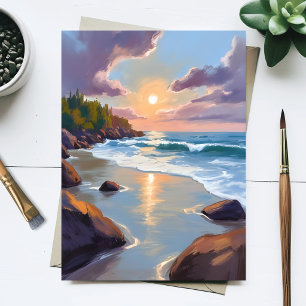 Kust Oceaan Strand Waterverfschilderij Briefkaart