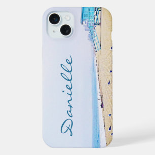 Kust Oceaan Strand Zeemeeuwen Foto Aangepaste Naam iPhone 15 Plus Case