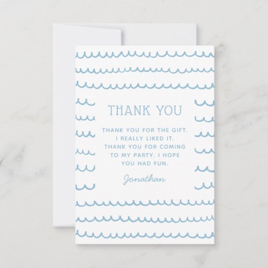kust-oceaanfeest | Nautical Waves Kids Verjaardag Bedankkaart (Voorkant)