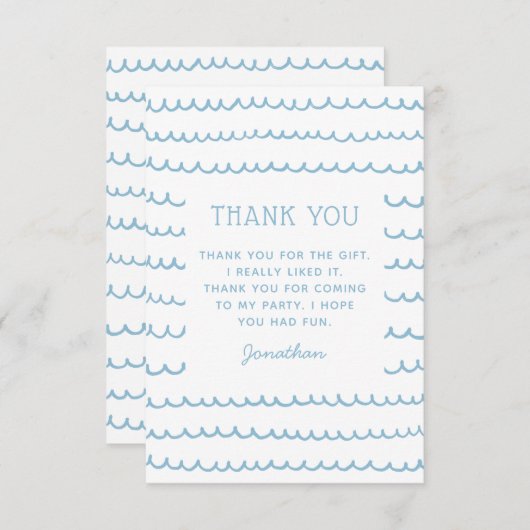 kust-oceaanfeest | Nautical Waves Kids Verjaardag Bedankkaart (Voorkant / Achterkant)