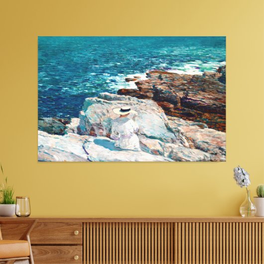  Kust Ocean Cliff Woman bij het Zee Canvas Afdruk (Insitu (Woonkamer))