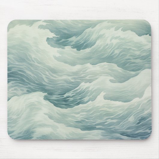 Kust Ocean Waves Nautical Seafoam Surf Geïnspireer Muismat (Voorkant)