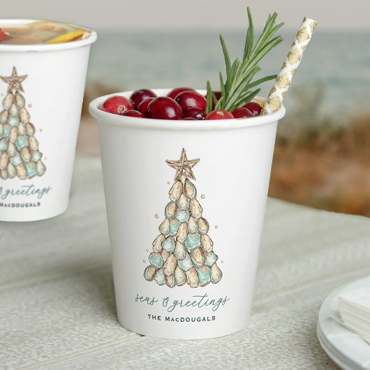 Kust Oester Schelp Kerstmis Papieren Bekers