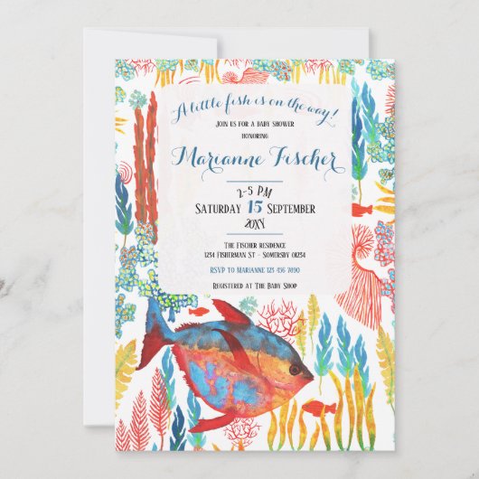 Kust onder de zee baby shower uitnodiging (Voorkant)